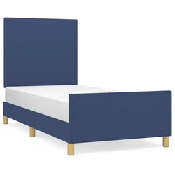 Vidaxl Posteljni okvir brez vzmetnice modra 90x190 cm tkanina