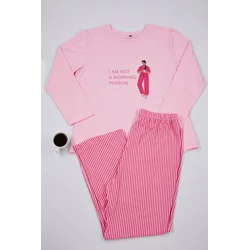 Trendyol Curve Pink Striped Crew Neck Knitted Pajama Set