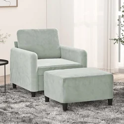 Fotelja s tabureom svjetlosiva 60 cm baršunasta