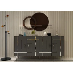 Hanah Home Konzola Line KB150, 150x75x35 cm, Antracit-srebrne boje