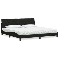 vidaXL Postelja z vzmetnico črna 200x200 cm blago