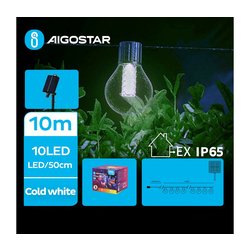 Aigostar - Solarni LED dekorativni niz 10xLED/8 funkcija 10,5m IP65 hladna bela