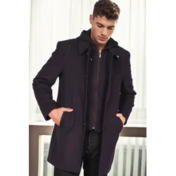 PLT8335 DEWBERRY MENS COAT-PATTERNED NAVY BLUE 2