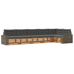 Set vanjskih sofa 6 pcs Prirodna i antracit 402 x 172,5 x 73 cm