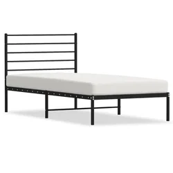 Vidaxl Kovinski posteljni okvir z vzglavjem črn 90x200 cm