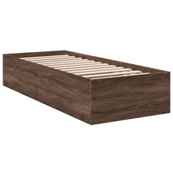 Vidaxl Posteljni okvir brez vzmetnice hrast 75x190 cm inženirski les