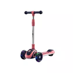 Trotinet dečiji sa 3 točka (svetleći točkovi) sklopivi model tt-1004 roza/t.plava ( 540131 )