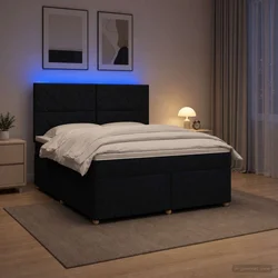 vidaXL Postelja boxspring z vzmetnico Črna 160 x 200 cm Blago