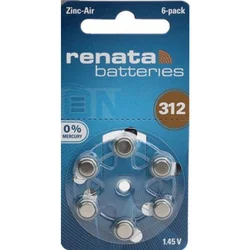 Renata baterija ZA312 1,45V Zink-Air baterija za SLUSNI APARAT, PAK6 (cena po kom.)