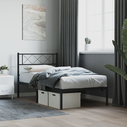 Vidaxl Kovinski posteljni okvir z vzglavjem črn 80x200 cm