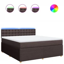Vidaxl Box spring postelja z vzmetnico temno rjava 180x200 cm blago