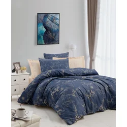 Aberto Design Komplet posteljina 473, 200x220 cm, Tamnoplava-Krem