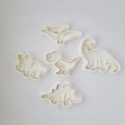 KREATIVNI SLATKIŠI Set modli za kolače Dinosaurusi, 5 komada, Beli