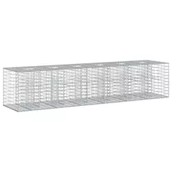 Gabionski uzdignuti krevet 2 pcs Srebrno 260 x 60 x 55 cm