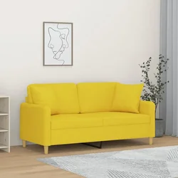 Dvosjed s ukrasnim jastucima svjetložuti 140 cm od tkanine
