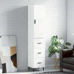 Visoka komoda bijeli 34,5x34x180 cm od konstruiranog drva