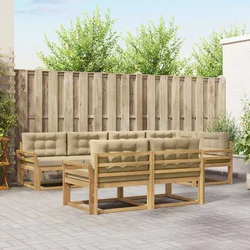 Set vanjskih sofa s jastukom 6 pcs Bijela i bež Poliester