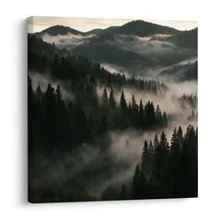 Slika gorska dolina, ovita v meglo - 30x30