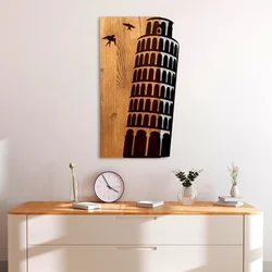 Wallity Zidna dekoracija Pisa Tower, 32cmx58cmx3cm, Hrast