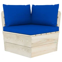 Vrtna kutna sofa od paleta s jastucima impregnirana smrekovina