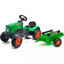 Falk SuperCharger zeleni traktor na pedale s prikolicom