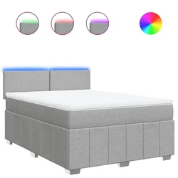 Vidaxl Box spring postelja z vzmetnico svetlo siva 140x200 cm blago