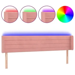 Vidaxl LED posteljno vzglavje roza 163x16x78/88 cm žamet