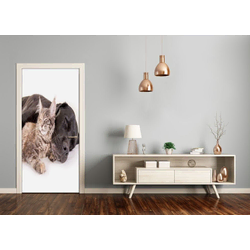 tulup.si Nalepka na vratih Pes in mačka 85x205 cm