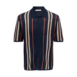 Only & Sons Pletena jopa ONSLEON temno modra/svetlo rjava/oranžno rdeča/bela