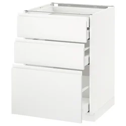 METOD / MAXIMERA Pod.orm.3front/2dnj/1srd/1vis.fiok, bela/Voxtorp matirano bela, 60x60 cm