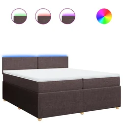 Vidaxl Box spring postelja z vzmetnico temno rjav 200x200 cm blago