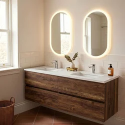 Skye Decor Set kupatilskog ormarića sa umivaonikom i ogledalom, 2 dela, Braon