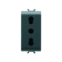GEWISS GW12203 - Italijanska standardna utičnica 250V AC - 2P + E 16A Bivalentna - Satin Black - ChoruSmart