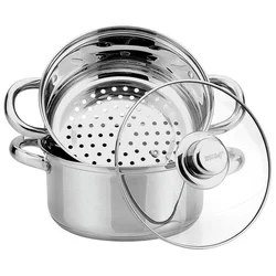 slomart KING Hoff Parni kuhalnik iz nerjavečega jekla, 3-delni set, O 24 cm, 5 l