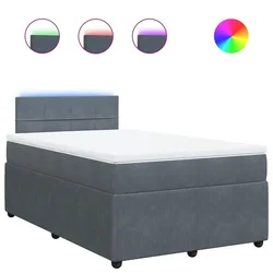 Vidaxl Box spring postelja z vzmetnico temno siva 120x200 cm žamet