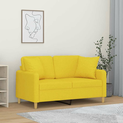Dvosjed s ukrasnim jastucima svjetložuti 120 cm od tkanine