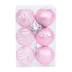 Novogodišnje kugle 8cm set 6/1/ roze