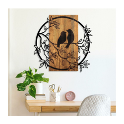 Aberto Design Zidna dekoracija Couple Birds, 57x59 cm, Smeđe boje