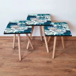 Hanah Home Set klub stočića 3Shp344, 3 komada, Boja hrasta