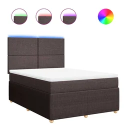 Vidaxl Box spring postelja z vzmetnico temno rjav 140x190 cm blago