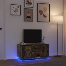 TV ormarić s LED svjetlima boja dimljenog hrasta 100x41x50 cm