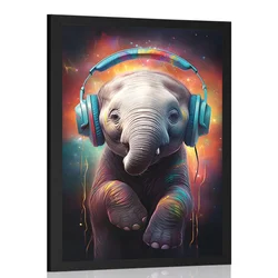 Plakat slon s slušalkami - 20x30 silver