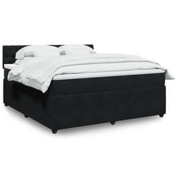 vidaXL Box spring postelja z vzmetnico črna 180x200 cm žamet