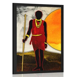 Plakat afriški lovec - 40x60 white