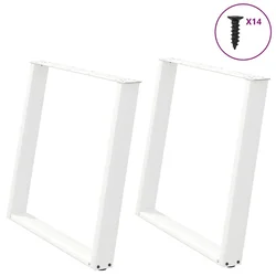 Noge za blagovaonski stol U-oblik 2 kom Bijele 100 x (72-73) cm Čelik
