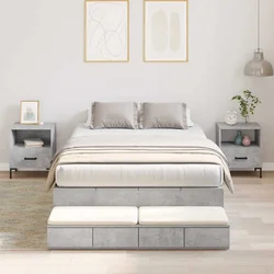 Krevet s ladicama Betonski sivi 120 cm Konstruirano drvo