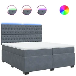Vidaxl Box spring postelja z vzmetnico temno siva 200x200 cm žamet