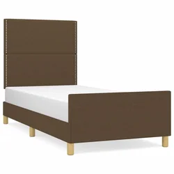Vidaxl Posteljni okvir brez vzmetnice temno rjav 90x190 cm blago