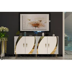 Hanah Home Konzola Hook KB150, 150x75x35 cm, Belo-zlatne boje