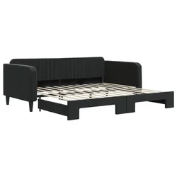 Vidaxl Izvlečna dnevna postelja črna 100x200 cm žamet